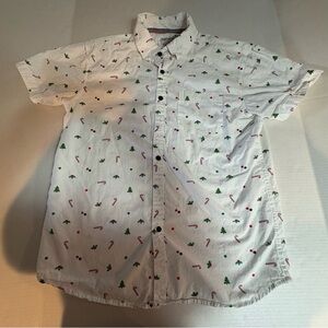 Festive Print Men's Casual Button Down Shirt Size Medium